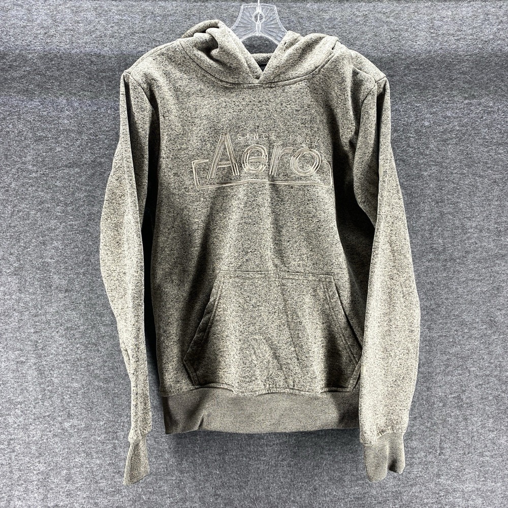 Aeropostale Hoodie Womens Small Olive Green Embroidered Logo Fleece Pullover